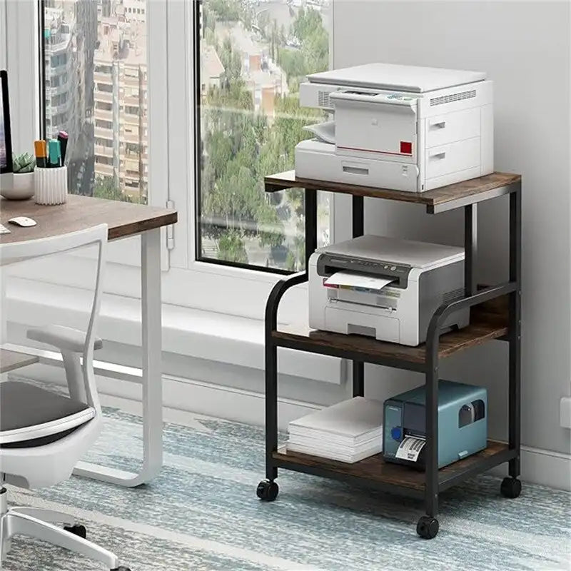 Printer Stand, 3 Shelf Printer Table with Wheels - 20.08 x 15.75 x 30.12