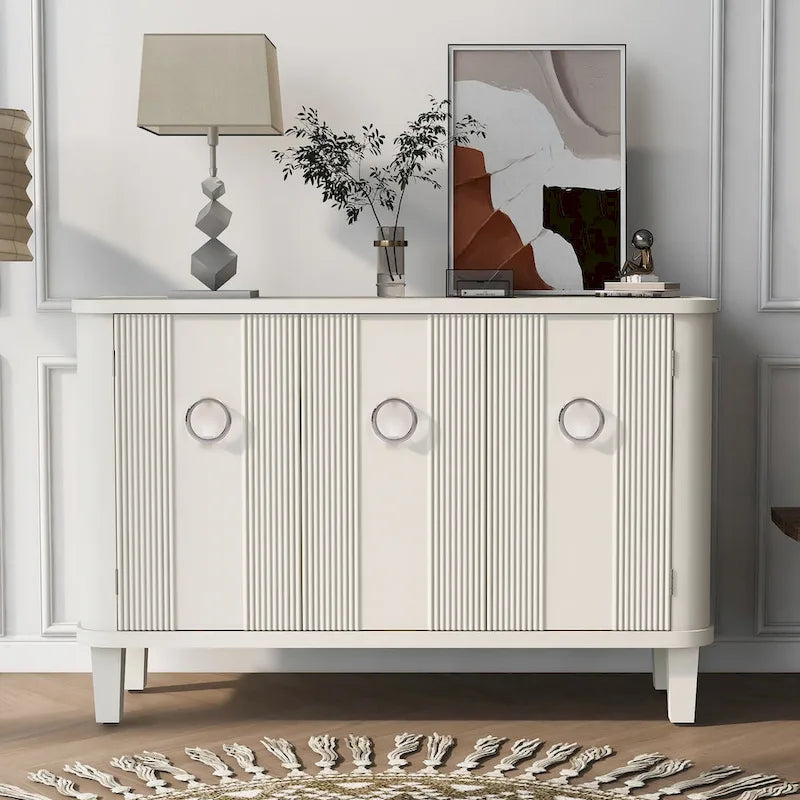 Simple and Atmospheric Solid Wood Veneer Fraxinus Mandschuric Cabinet with Three fir Doors,Adjustable