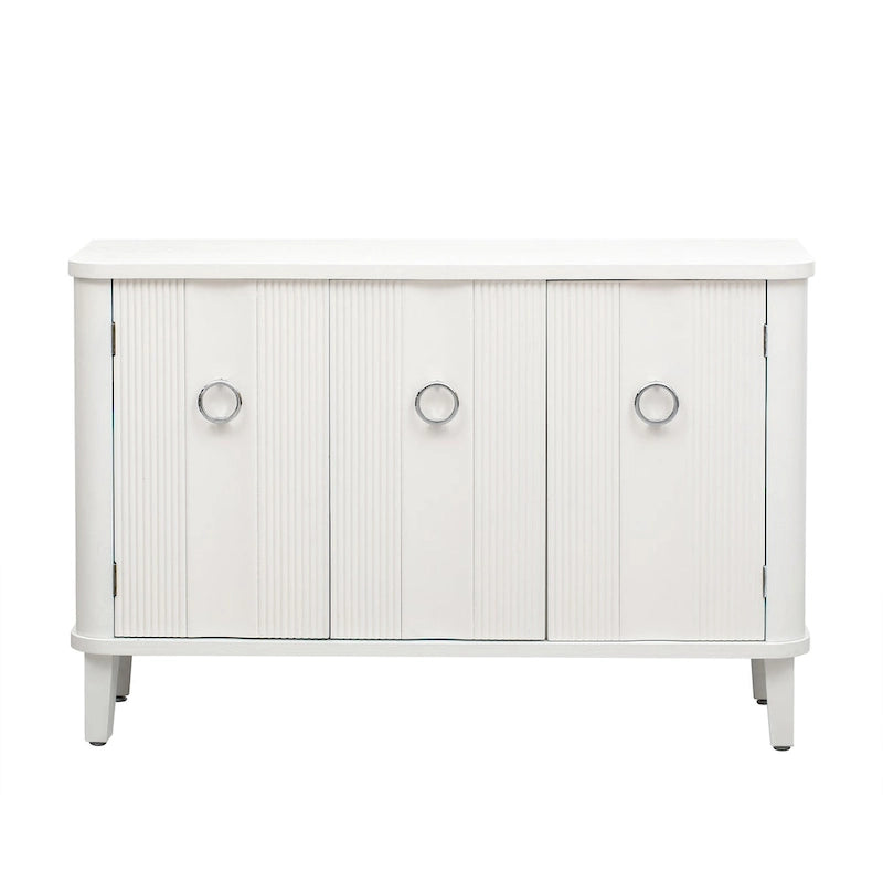 Simple and Atmospheric Solid Wood Veneer Fraxinus Mandschuric Cabinet with Three fir Doors,Adjustable