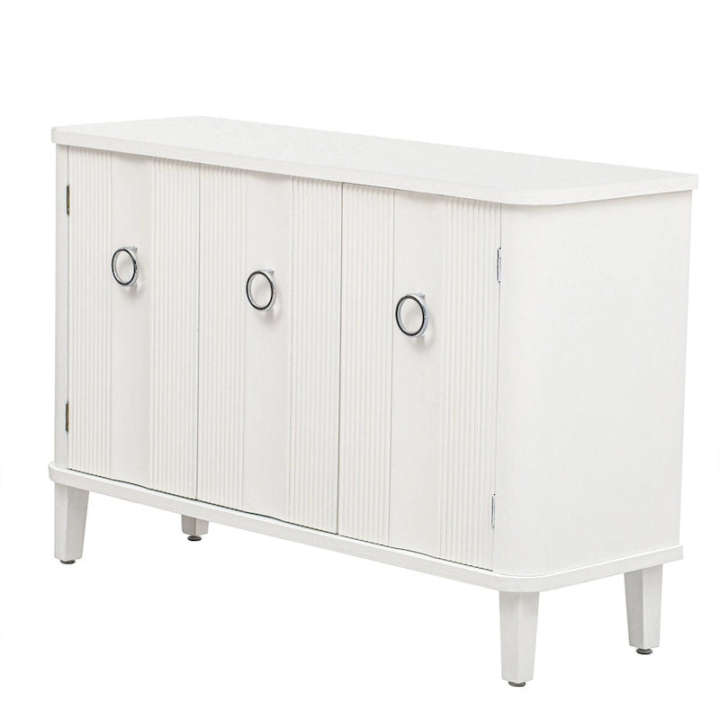 Simple and Atmospheric Solid Wood Veneer Fraxinus Mandschuric Cabinet with Three fir Doors,Adjustable