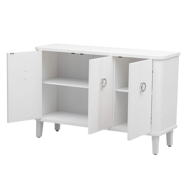 Simple and Atmospheric Solid Wood Veneer Fraxinus Mandschuric Cabinet with Three fir Doors,Adjustable
