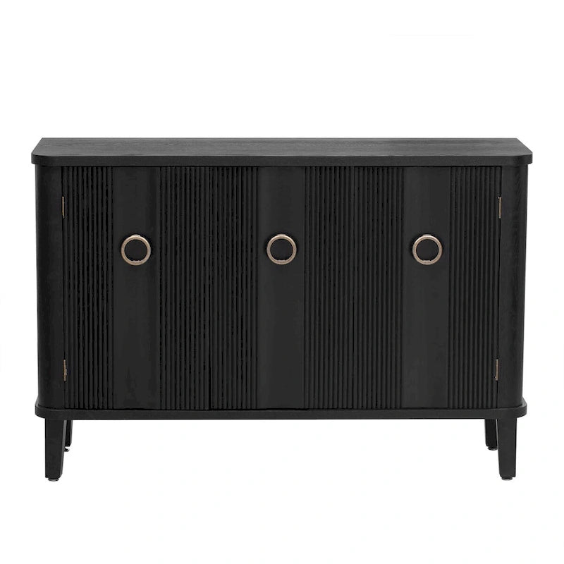 Simple and Atmospheric Solid Wood Veneer Fraxinus Mandschuric Cabinet with Three fir Doors,Adjustable