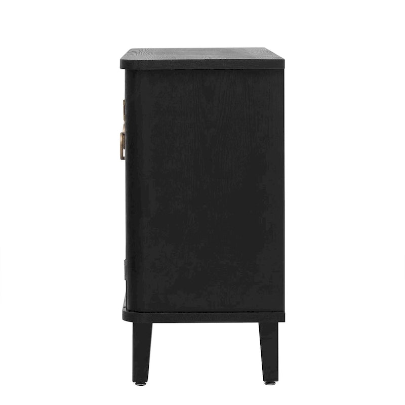 Simple and Atmospheric Solid Wood Veneer Fraxinus Mandschuric Cabinet with Three fir Doors,Adjustable