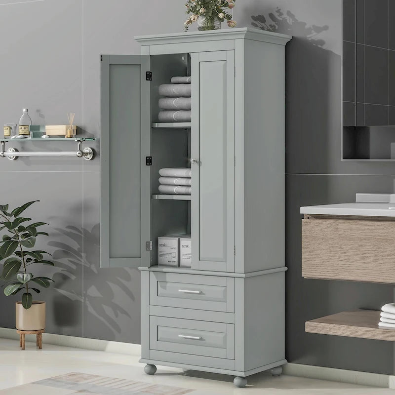 Tall Storage Cabinet with Two Drawers