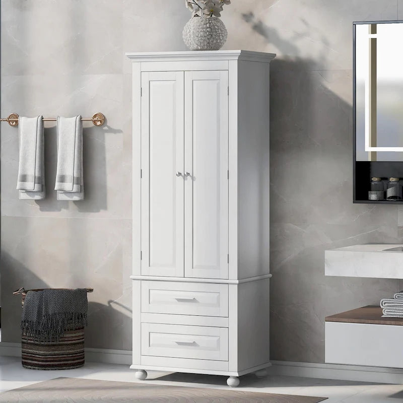 Tall Storage Cabinet with Two Drawers