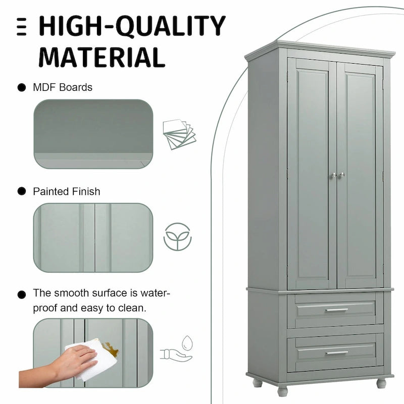 Tall Storage Cabinet with Two Drawers