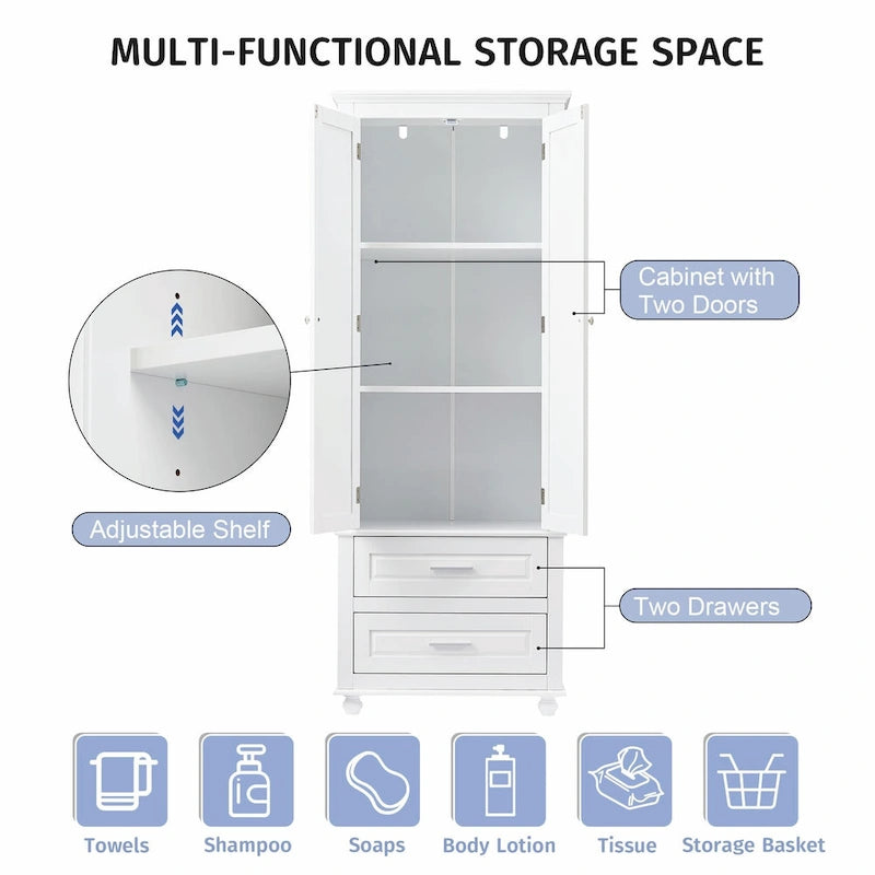 Tall Storage Cabinet with Two Drawers