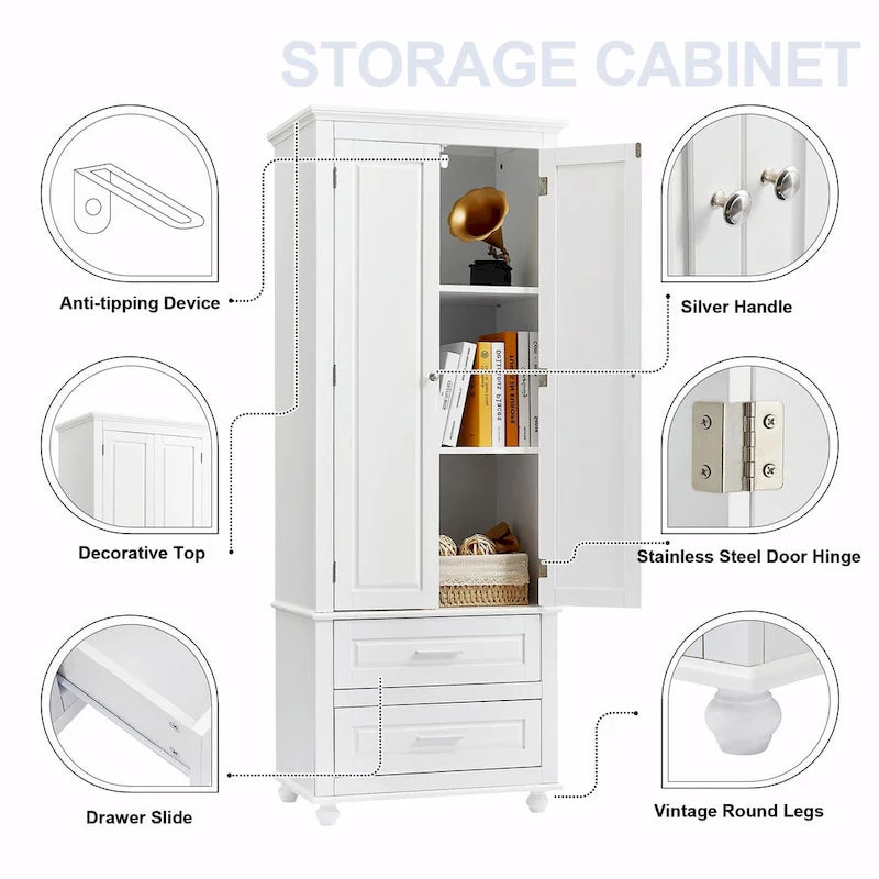 Tall Storage Cabinet with Two Drawers