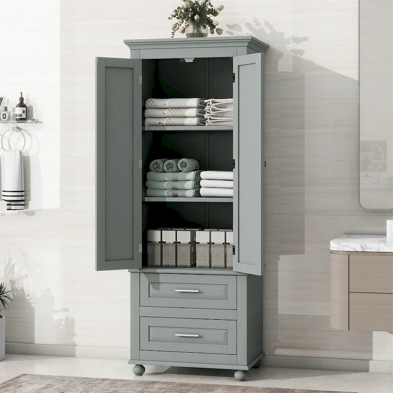 Tall Storage Cabinet with Two Drawers for Bathroom/Office