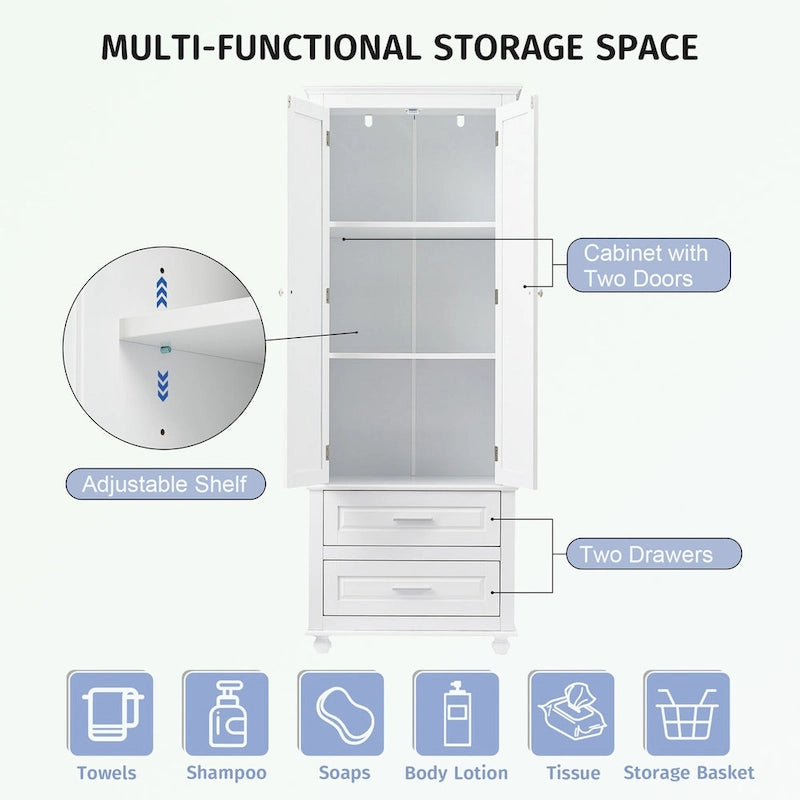 Bathroo Storage Cabinet with Two Drawers