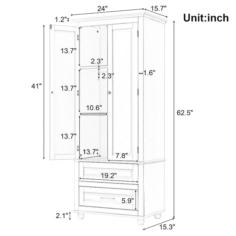 Bathroo Storage Cabinet with Two Drawers