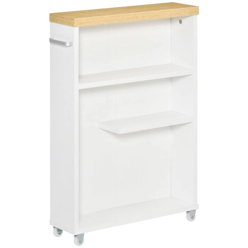 Slim Bathroom Cabinet with Wheels Storage Organizer